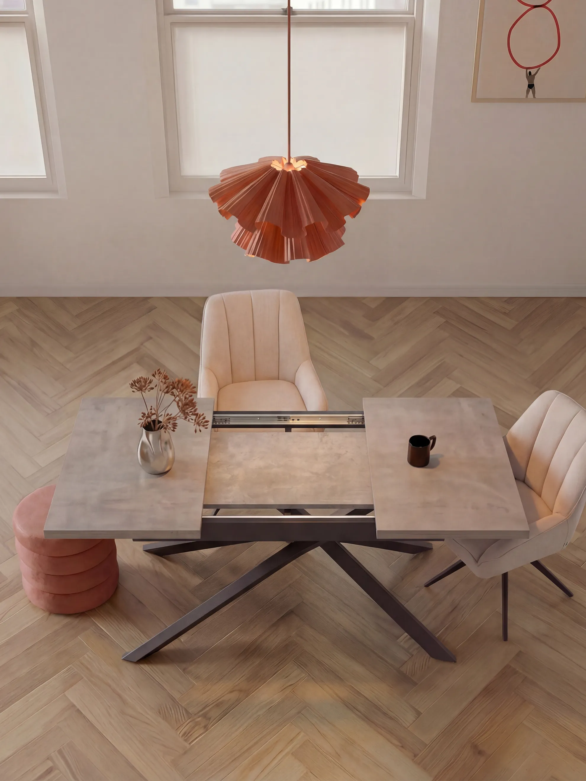 Ausziehtisch MALTE | mit 2 Einlegeplatten | 140-220x90x76 cm | Gestell Schwarz pulverbeschichtet - Image 10