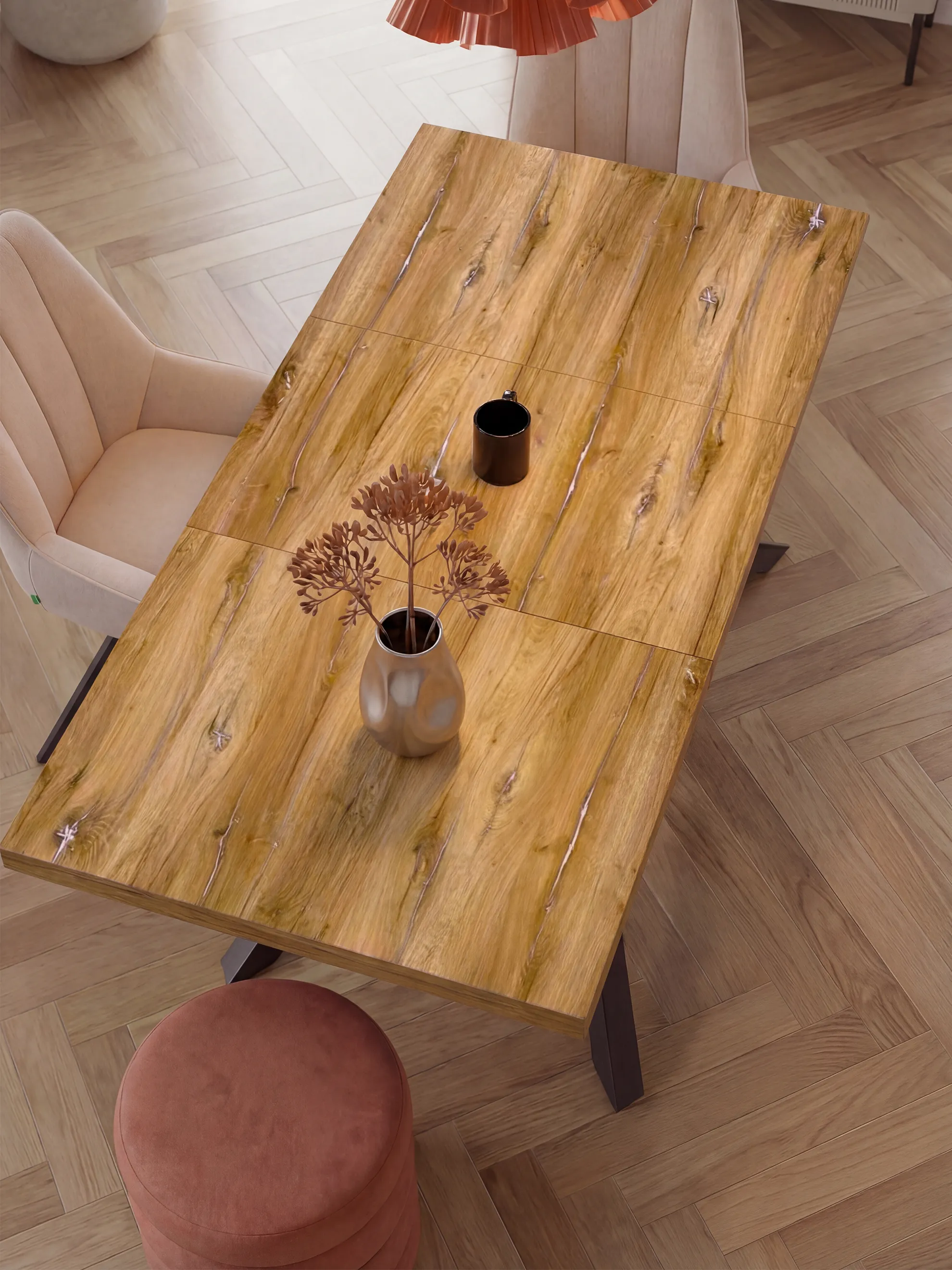 Ausziehtisch MALTE | mit 2 Einlegeplatten | 140-220x90x76 cm | Gestell Schwarz pulverbeschichtet - Image 19