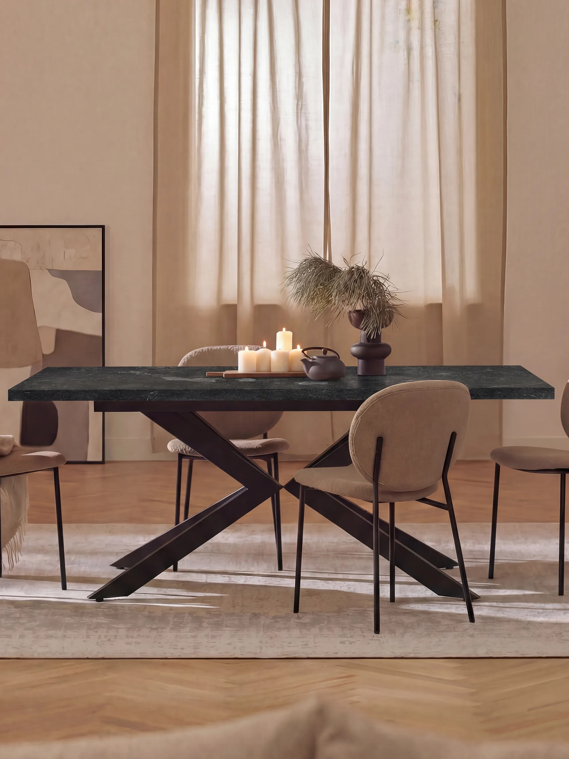 Ausziehtisch MALTE | mit 2 Einlegeplatten | 140-220x90x76 cm | Gestell Schwarz pulverbeschichtet - Image 21