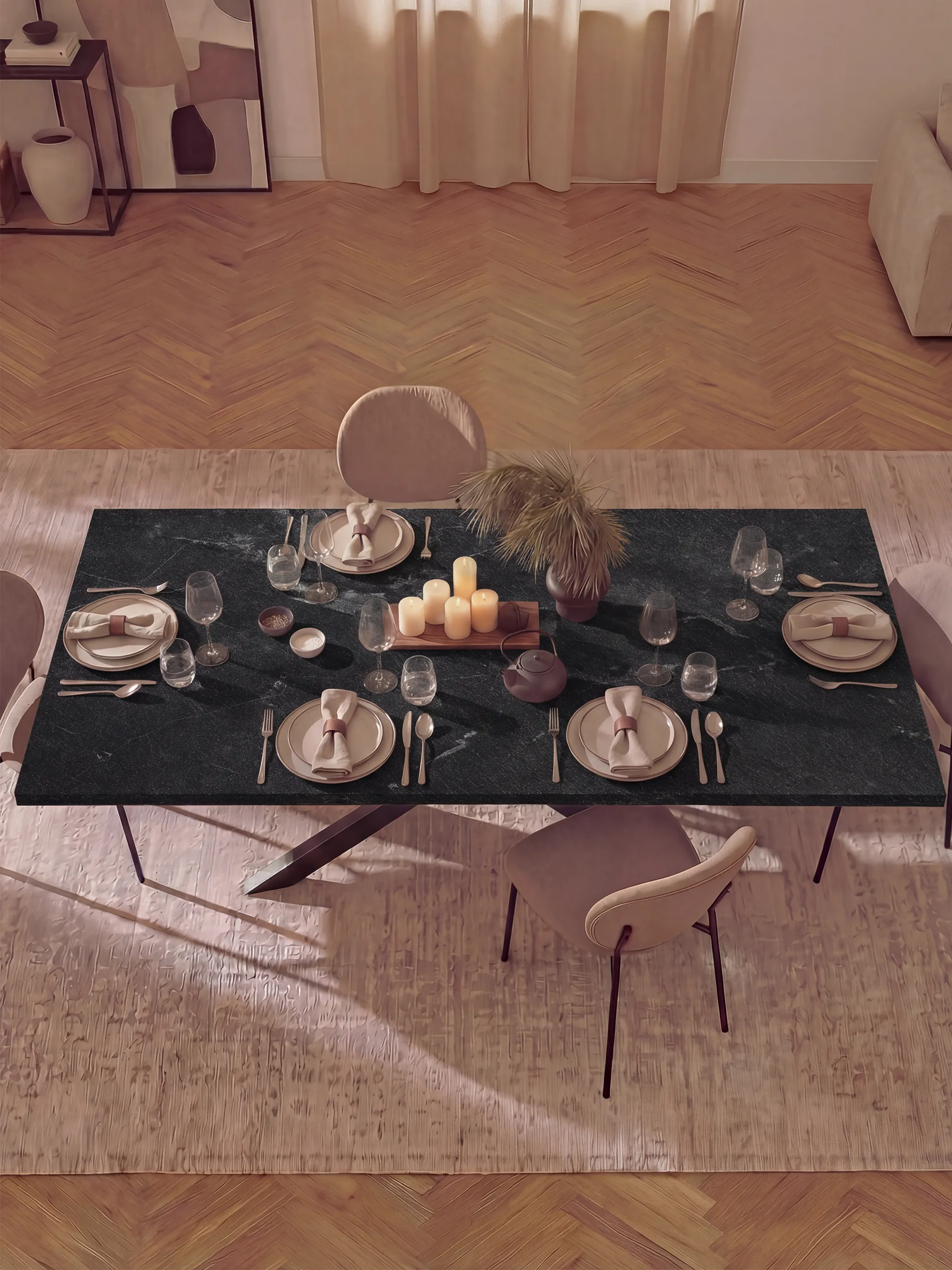 Ausziehtisch MALTE | mit 2 Einlegeplatten | 140-220x90x76 cm | Gestell Schwarz pulverbeschichtet - Image 22
