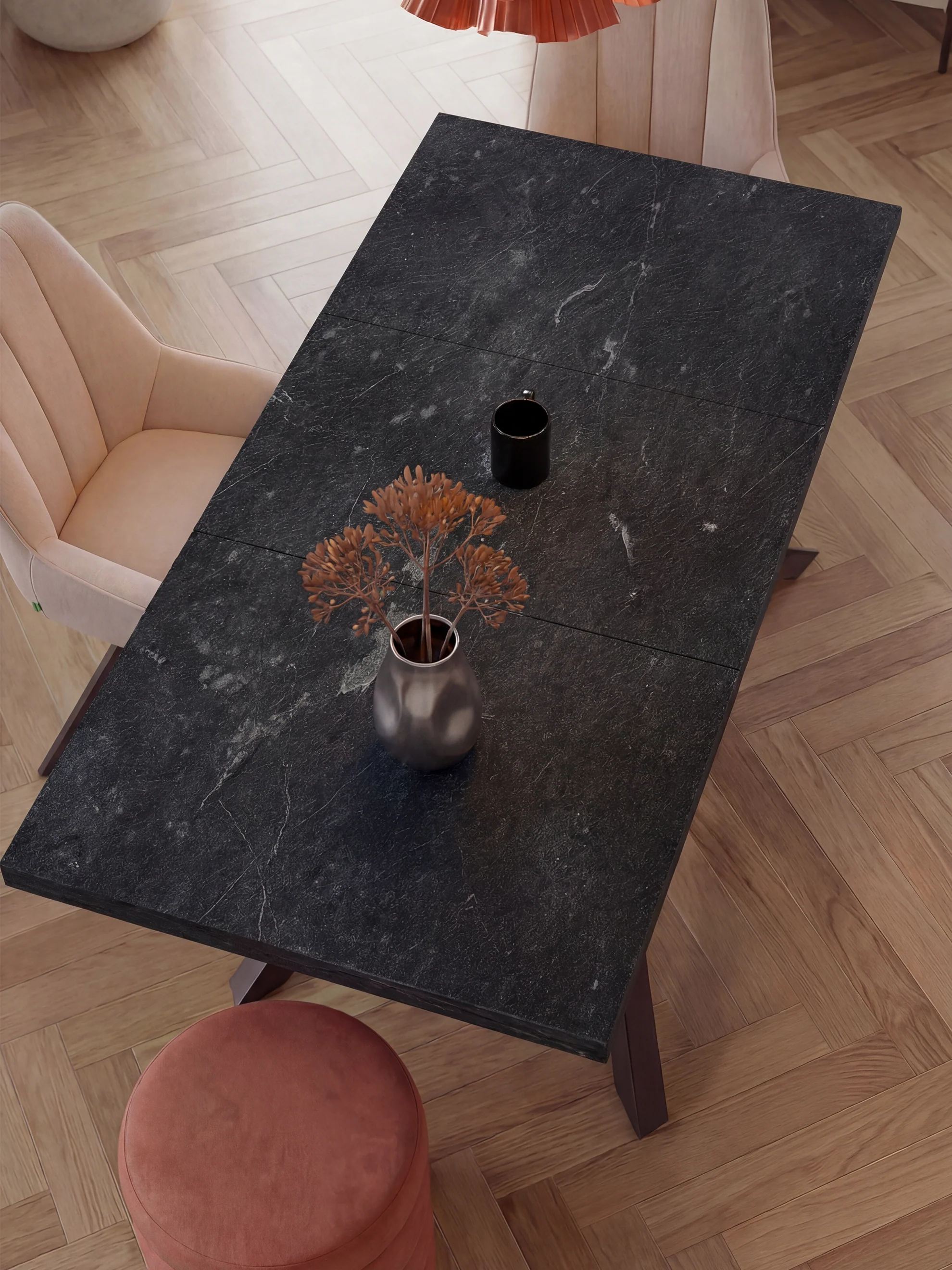 Ausziehtisch MALTE | mit 2 Einlegeplatten | 140-220x90x76 cm | Gestell Schwarz pulverbeschichtet - Image 27