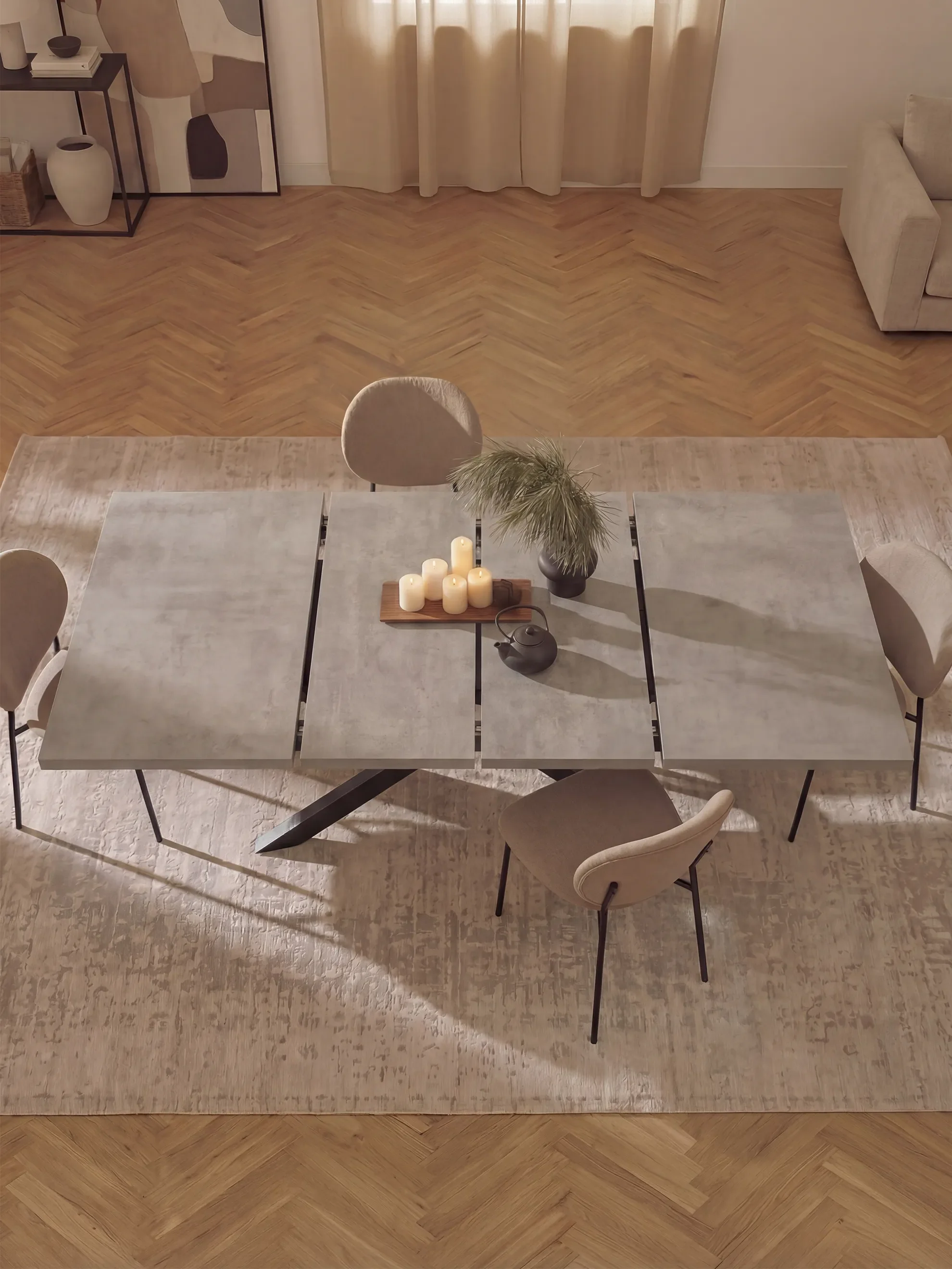 Ausziehtisch MALTE | mit 2 Einlegeplatten | 140-220x90x76 cm | Gestell Schwarz pulverbeschichtet - Image 3