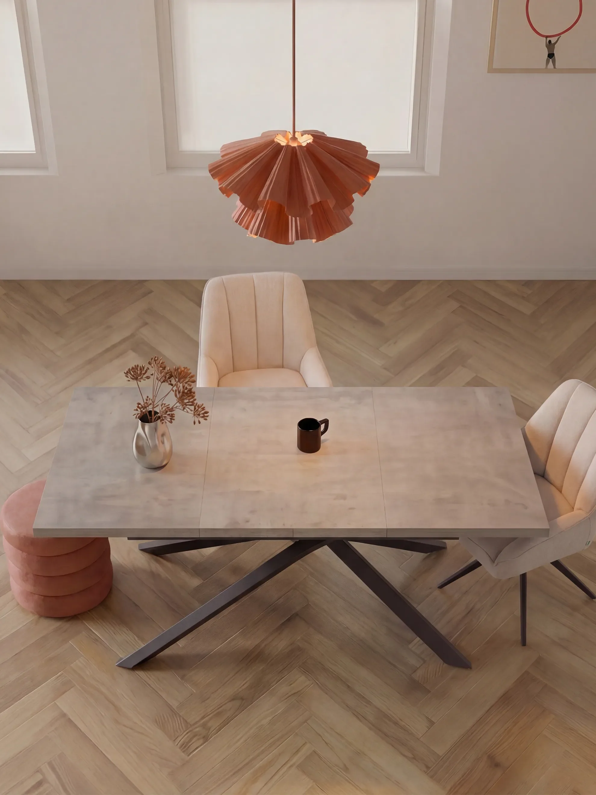 Ausziehtisch MALTE | mit 2 Einlegeplatten | 140-220x90x76 cm | Gestell Schwarz pulverbeschichtet - Image 9