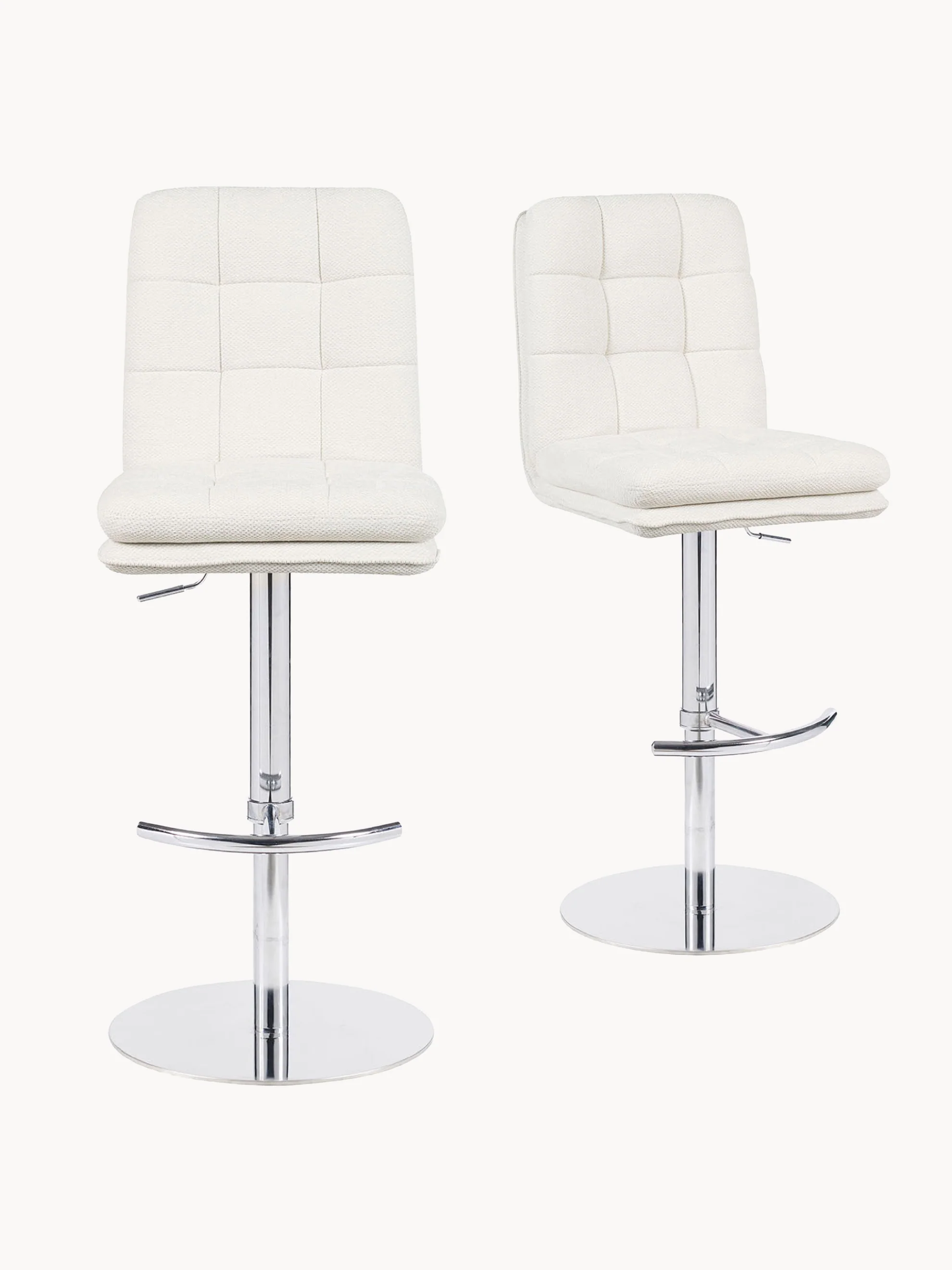 B-Ware Barhocker Juno, Creme, Chromgestell höhenverstellbar, drehbar