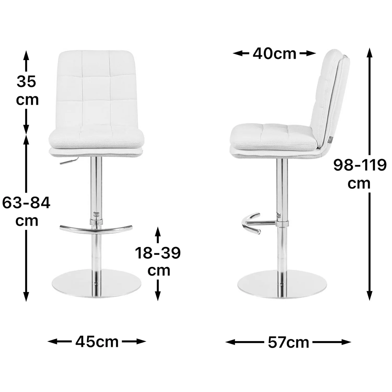 B-Ware Barhocker Juno, Creme, Chromgestell höhenverstellbar, drehbar - Image 3