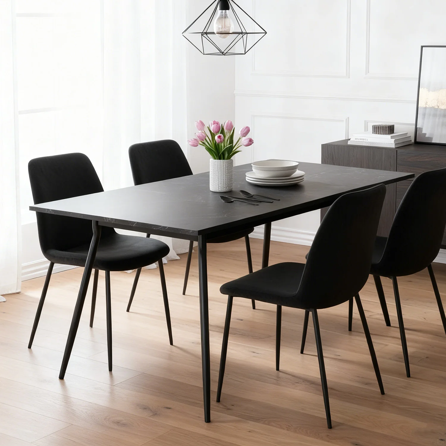 B-Ware Esstisch LIO, 120-160cm Marmor-Schwarz - Image 8