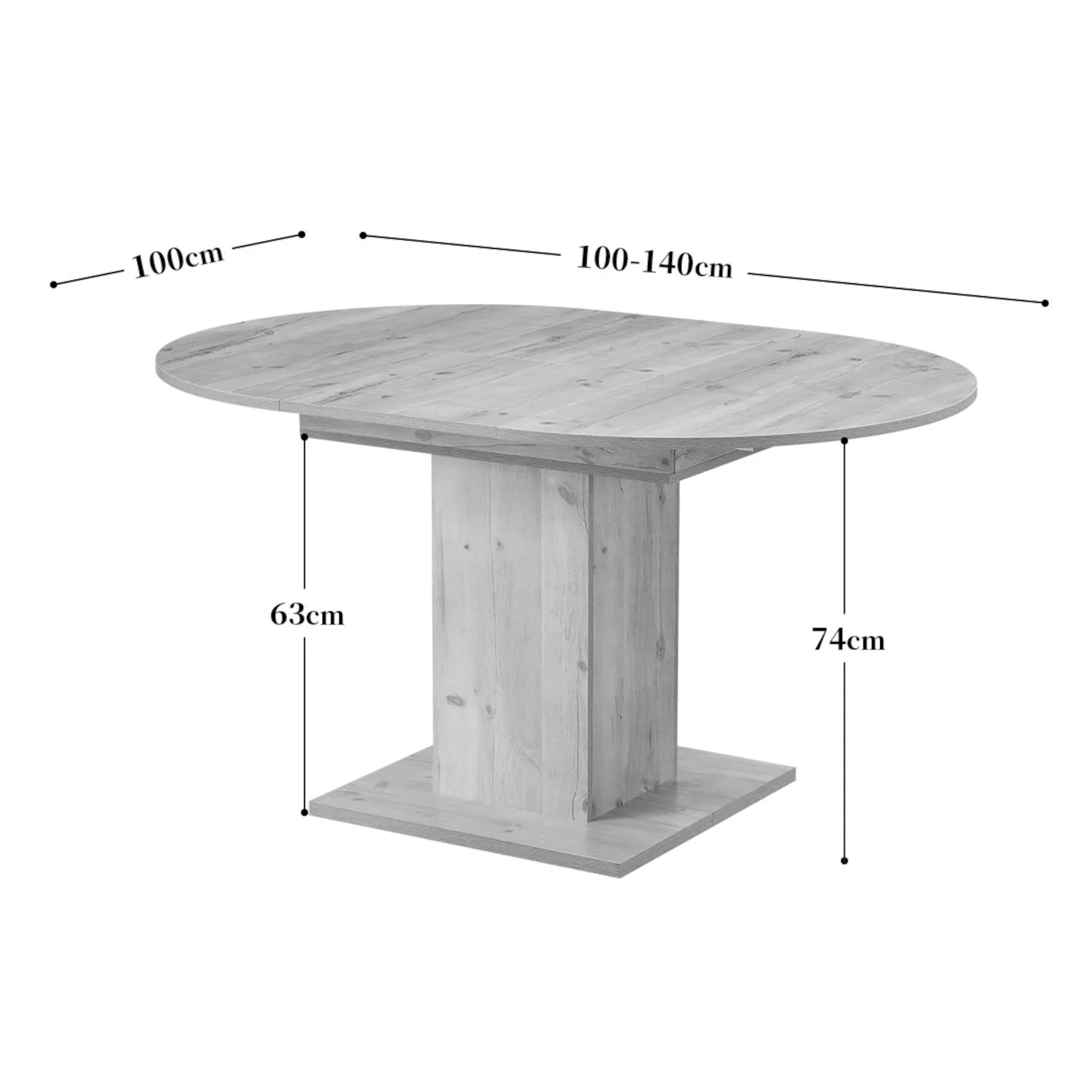 B-Ware Esstisch WIM, rund, 100-140x100cm Alteiche - Image 9
