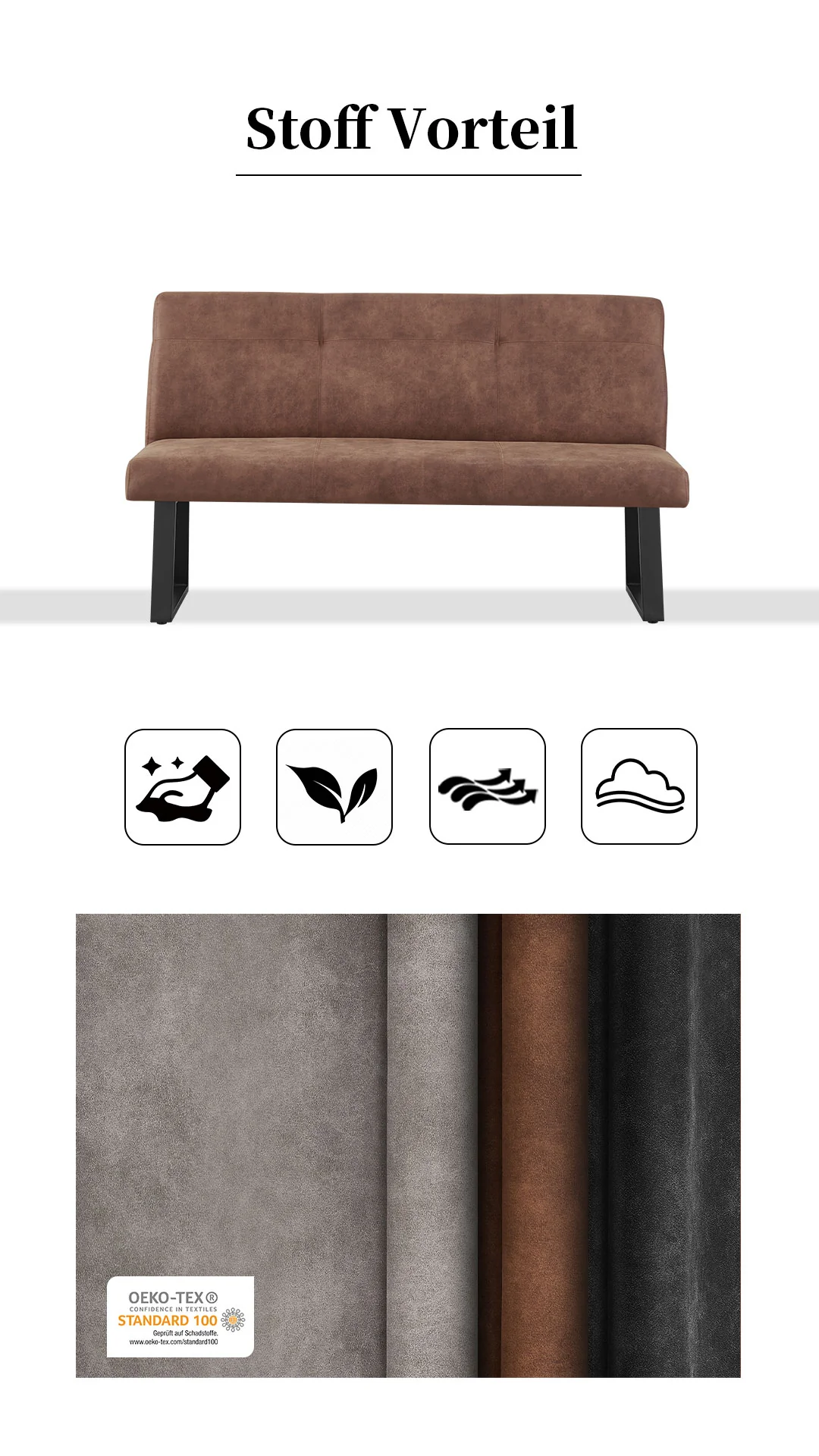 B-Ware Esszimmerbank JOY - Leder braun - Image 2