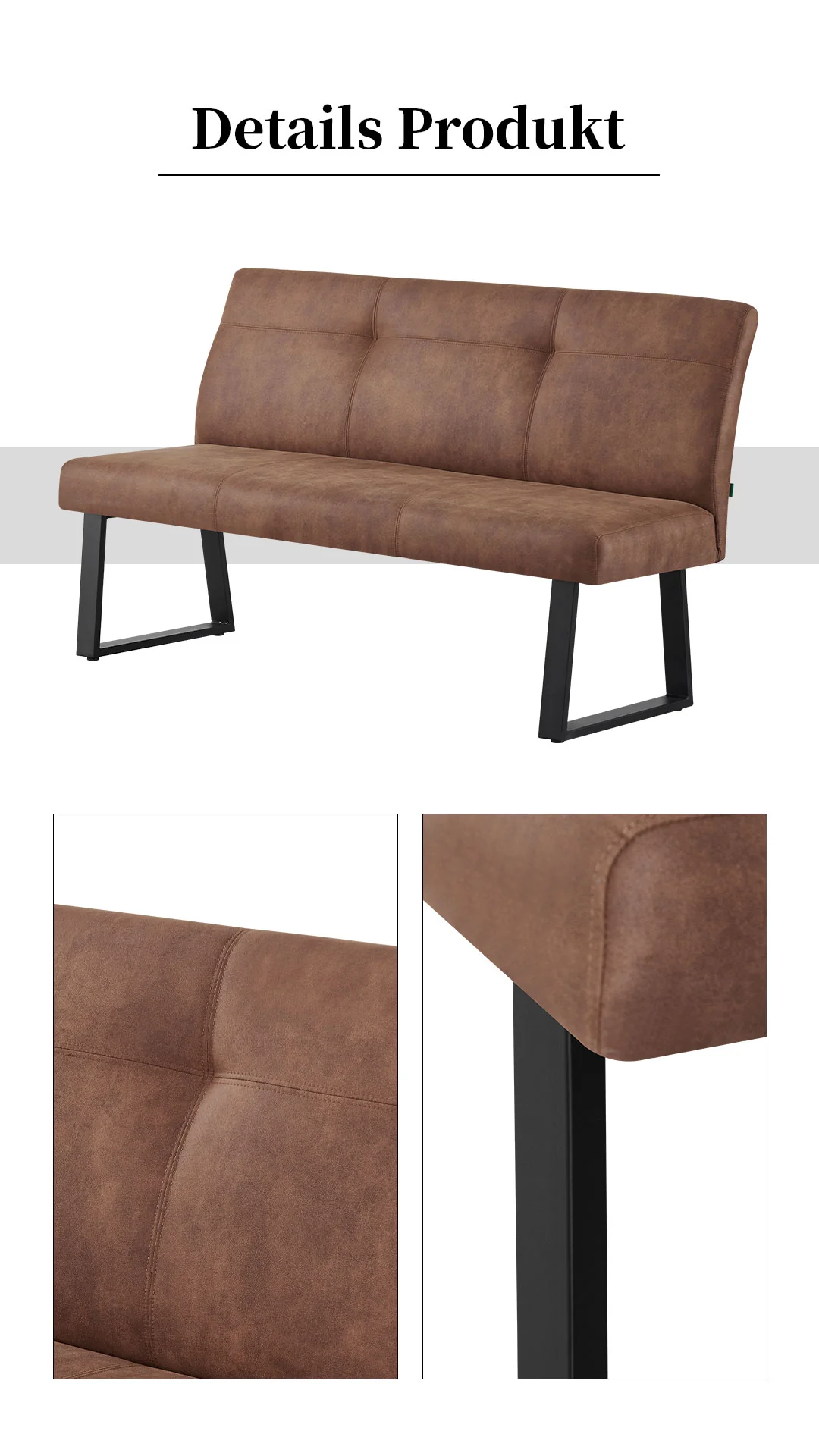 B-Ware Esszimmerbank JOY - Leder braun - Image 3