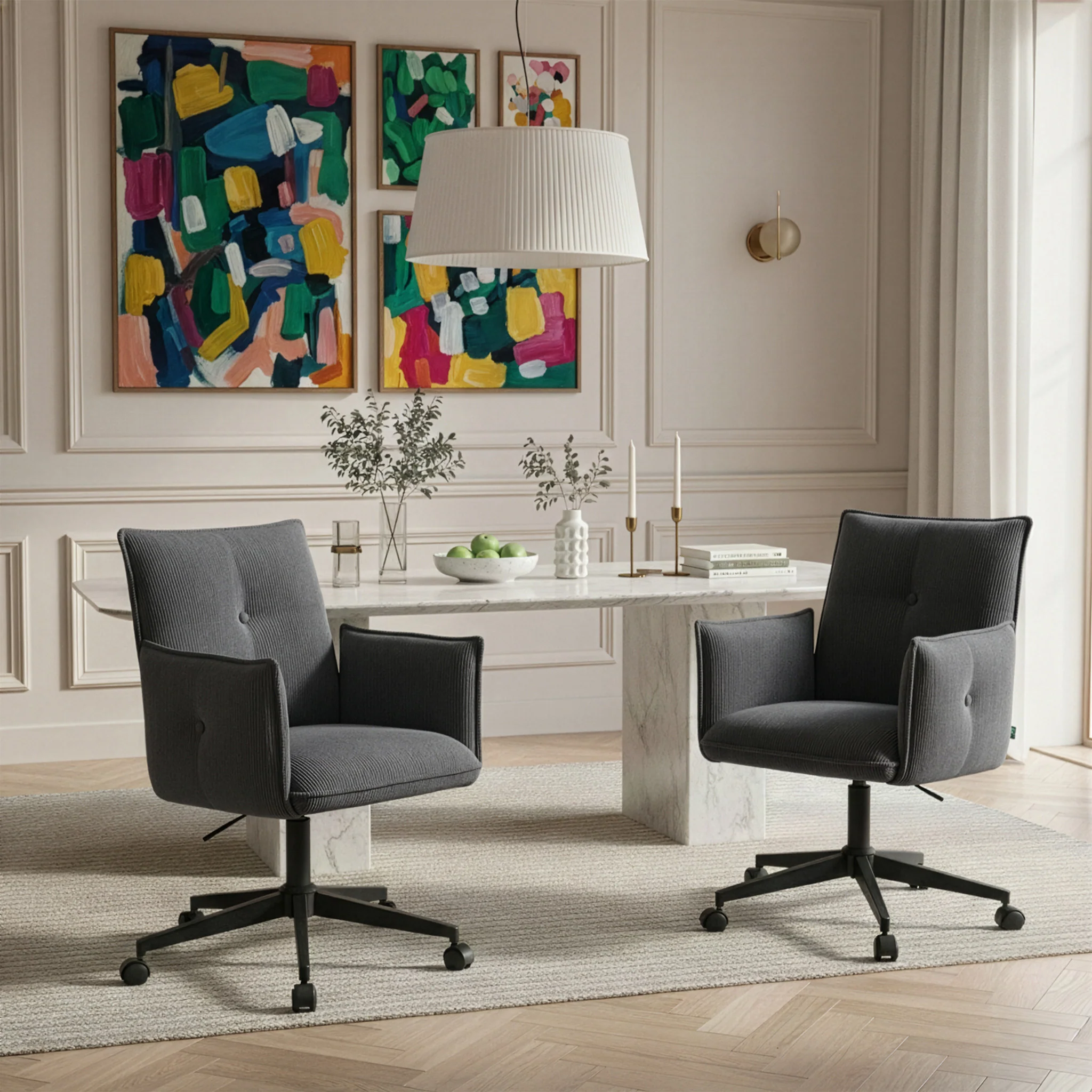 Bürostuhl Mika-Malu 2er-Set – Höhenverstellbar, 360° Drehbar, Matt-Schwarz - Image 18