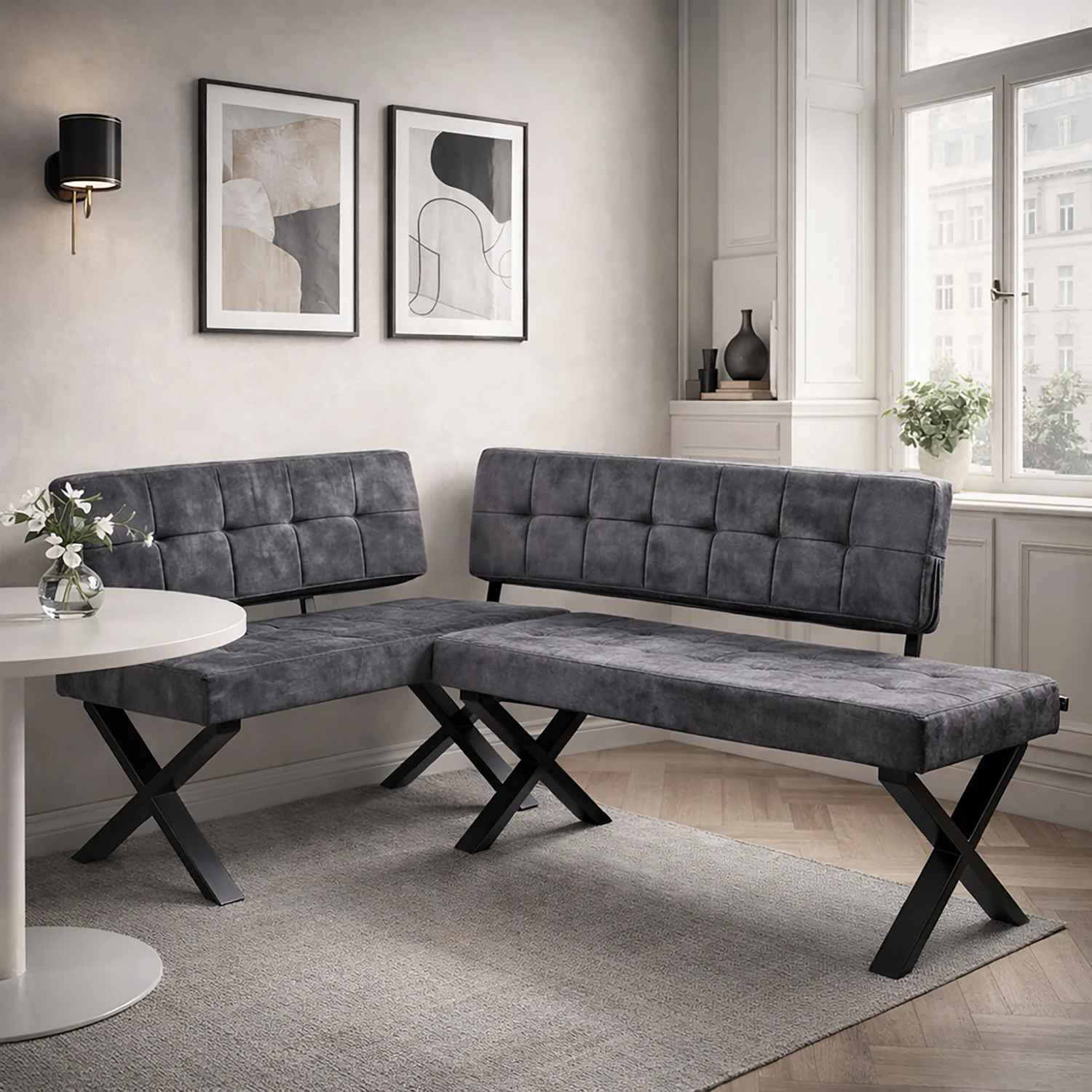 Eckbank EKA - Modulare Eckbank mit X Gestell beidseitig montierbar - Image 24
