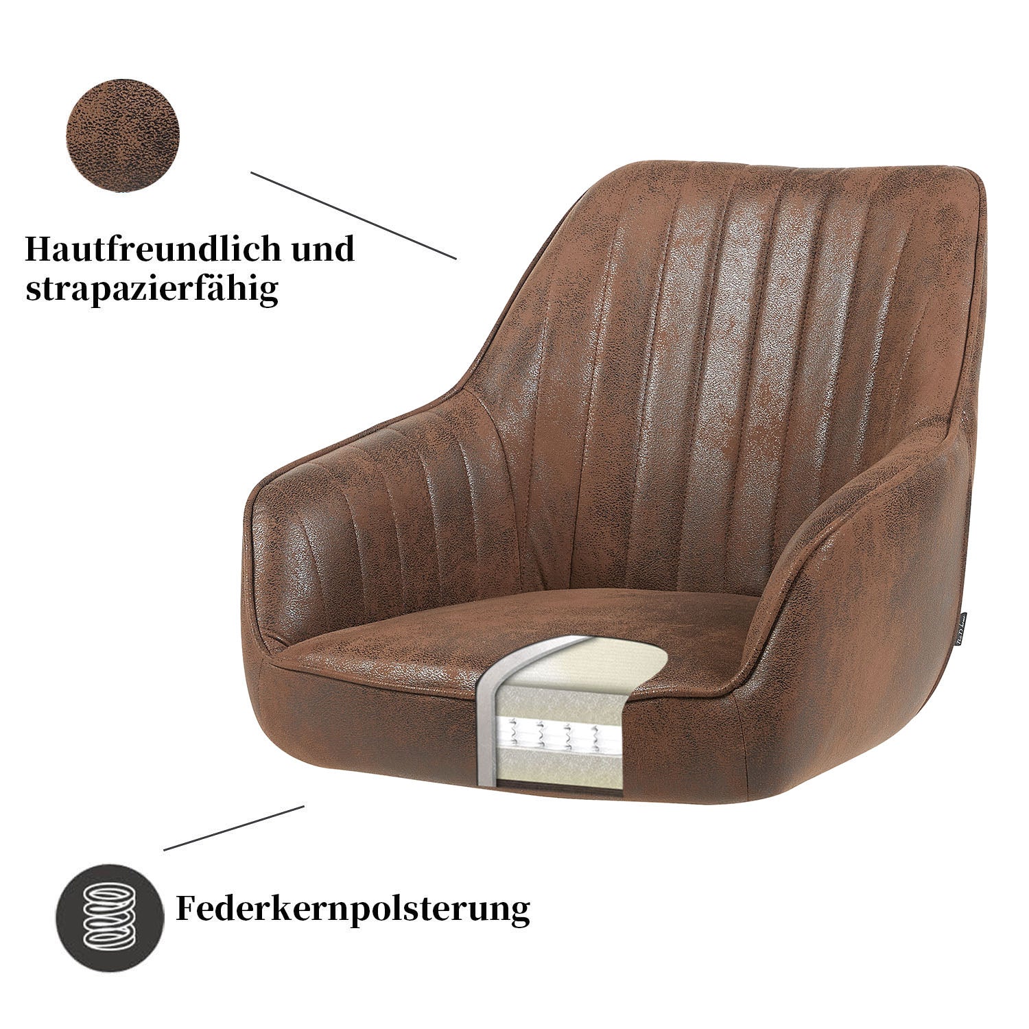 Esszimmerstuhl ARVIT – Drehbarer Stuhl mit Armlehnen & Federkernpolsterung - Image 14