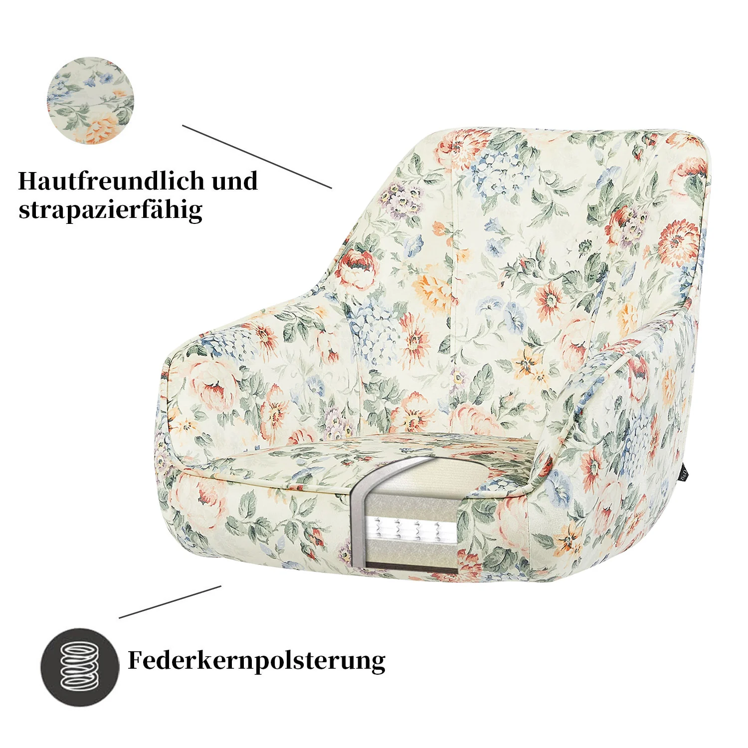 Esszimmerstuhl ARVIT – Drehbarer Stuhl mit Armlehnen & Federkernpolsterung - Image 50