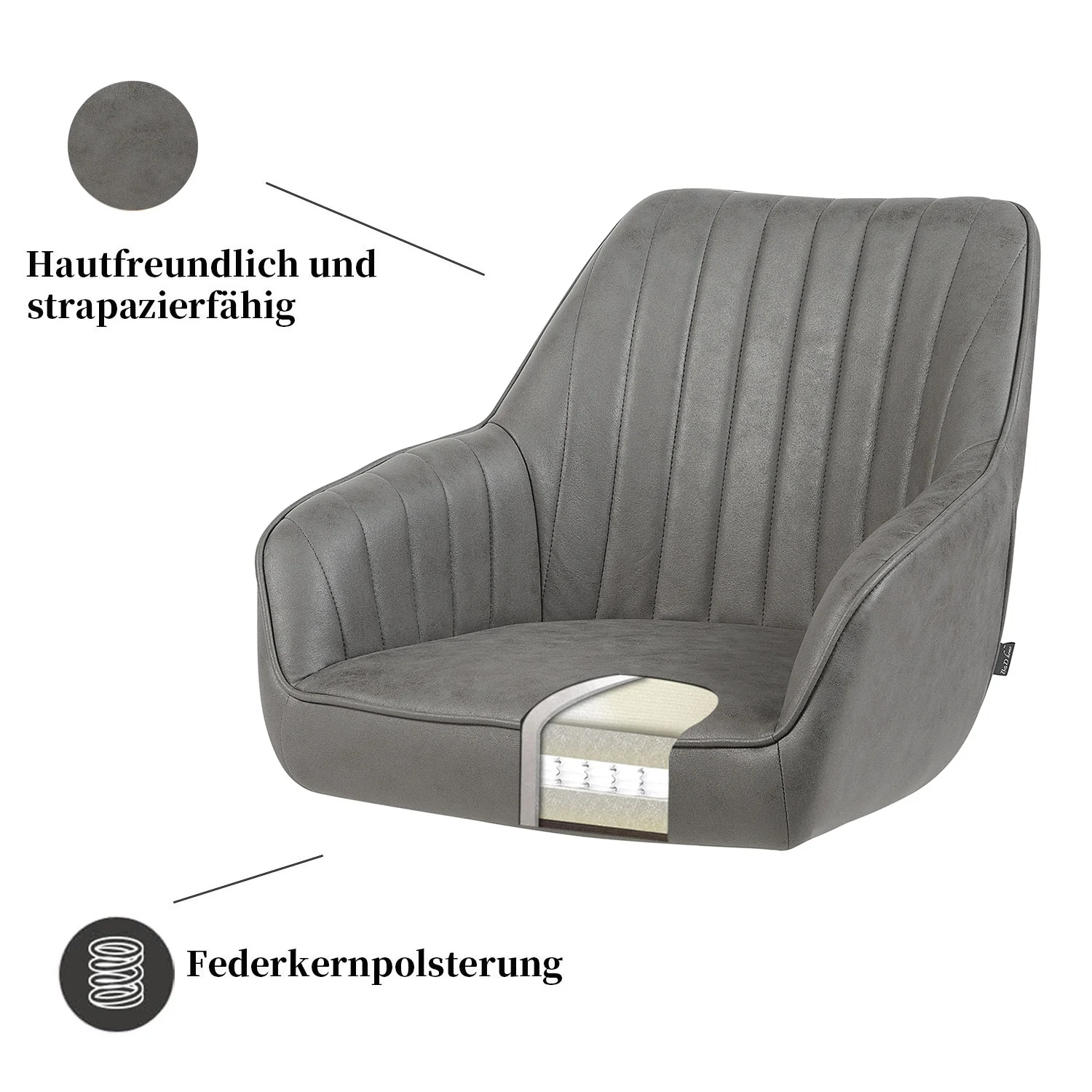 Esszimmerstuhl ARVIT – Drehbarer Stuhl mit Armlehnen & Federkernpolsterung - Image 57