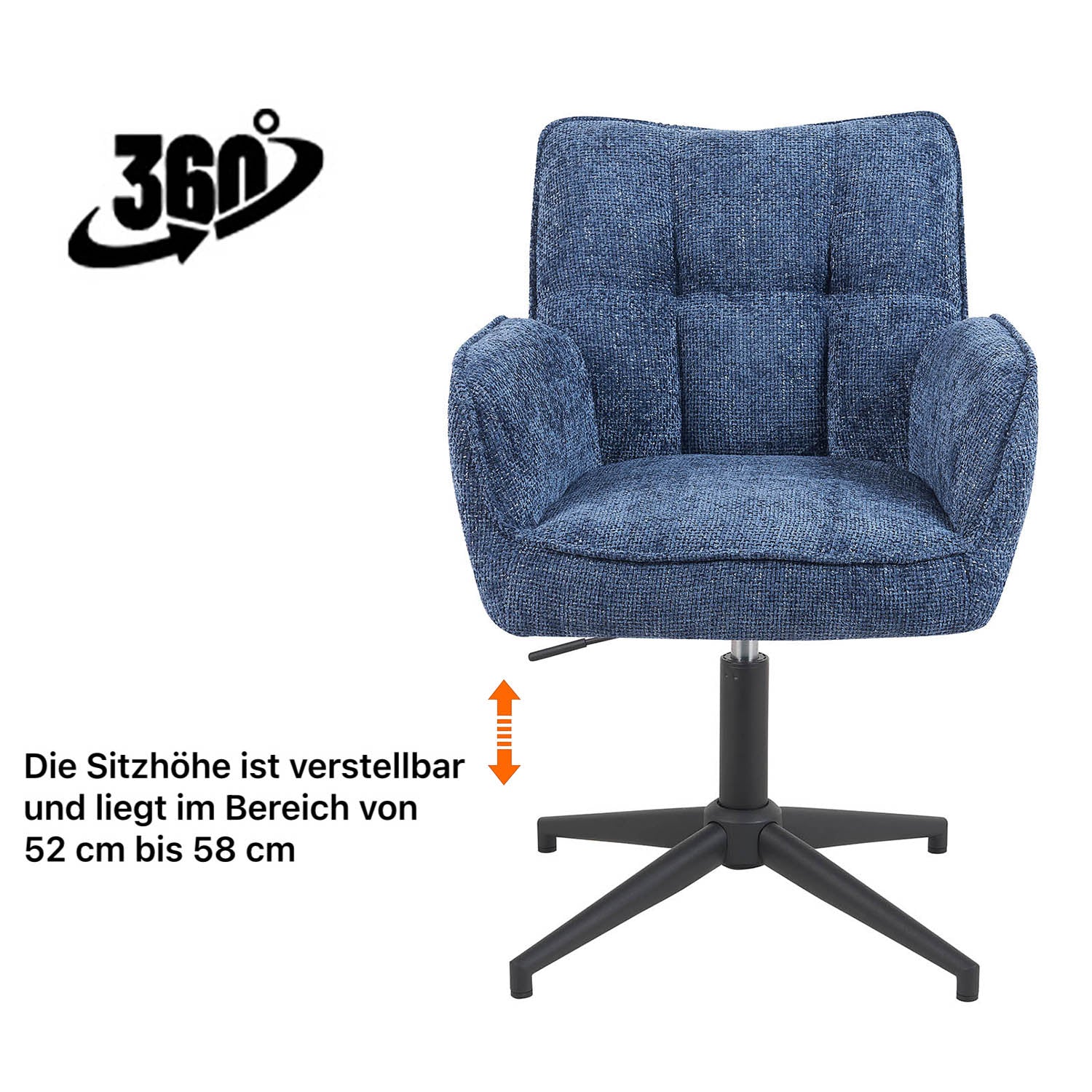 Esszimmerstuhl Mika-Daan 2er-Set | 360° drehbar | Metall pulverbeschichtet Matt Schwarz - Image 61