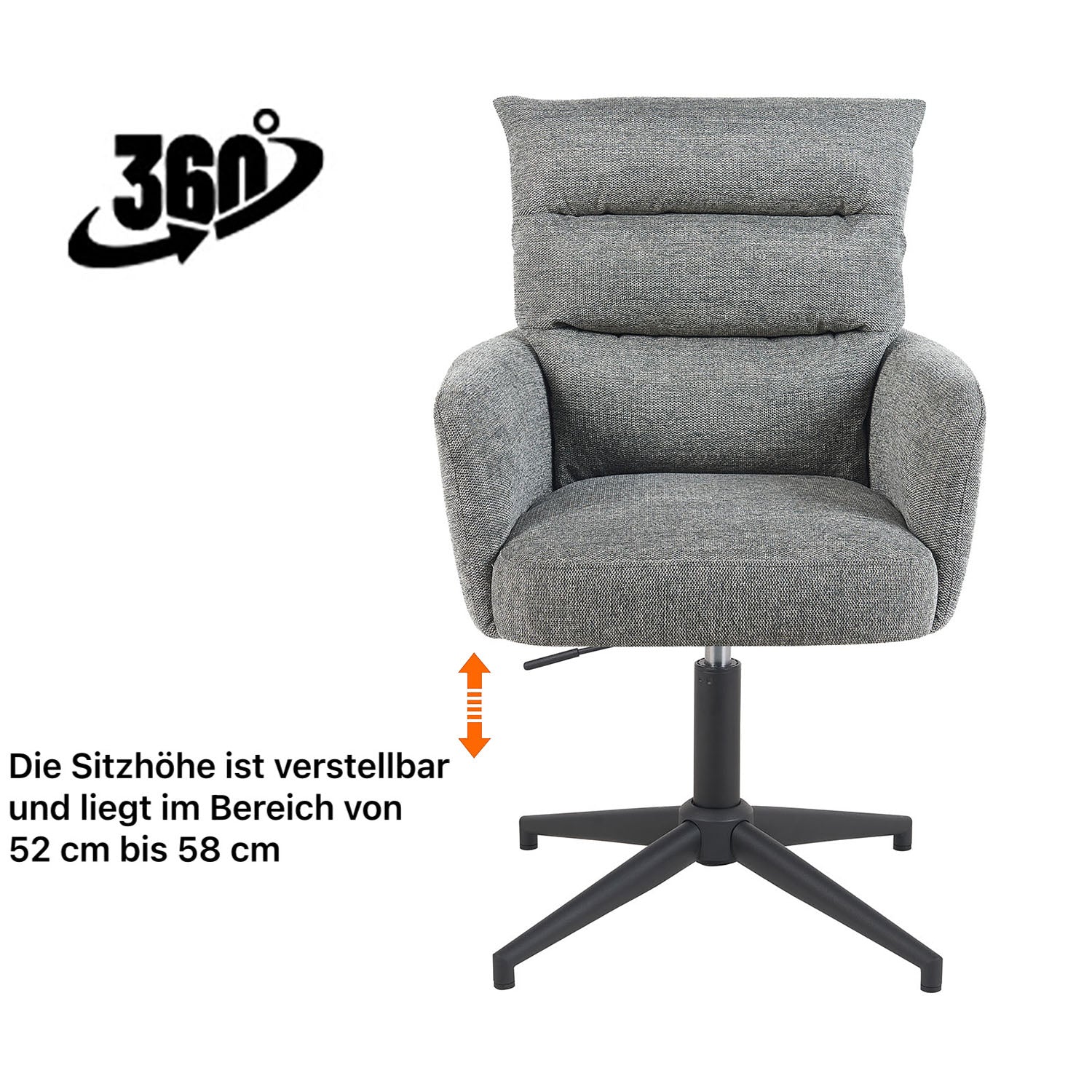 Esszimmerstuhl Mika-Jana 2er-Set - 360° drehbar,Metall pulverbeschichtet Matt Schwarz - Image 32