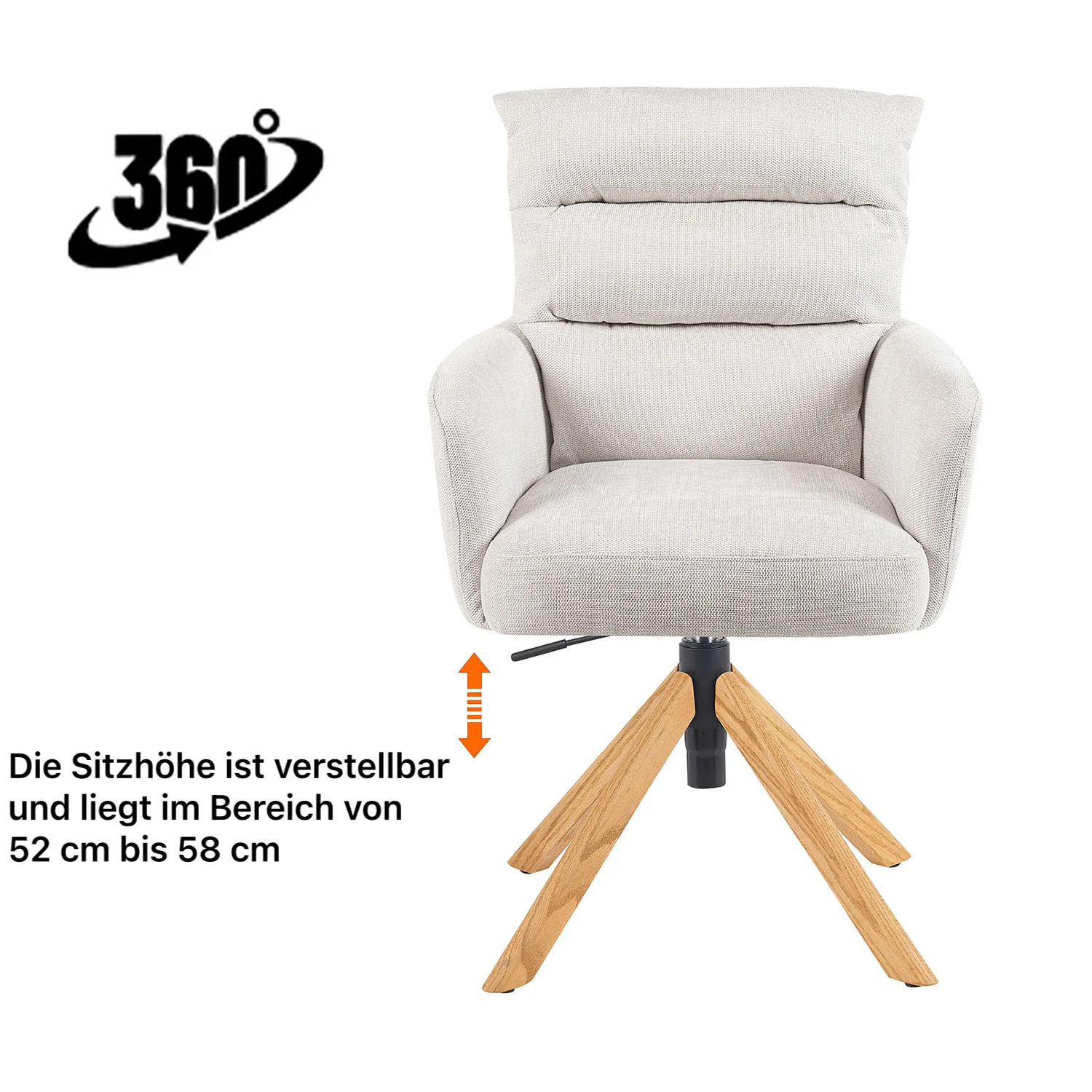Esszimmerstuhl Mika-Jule 2er-Set - 360° drehbar, Rückstellfunktion,Eiche geölt Natur - Image 39