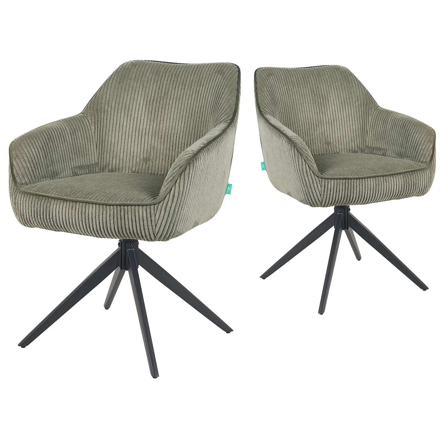 Esszimmerstuhl Mika-Kian 2er-Set 360° drehbar Federkern Metall Matt-Schwarz - Image 17
