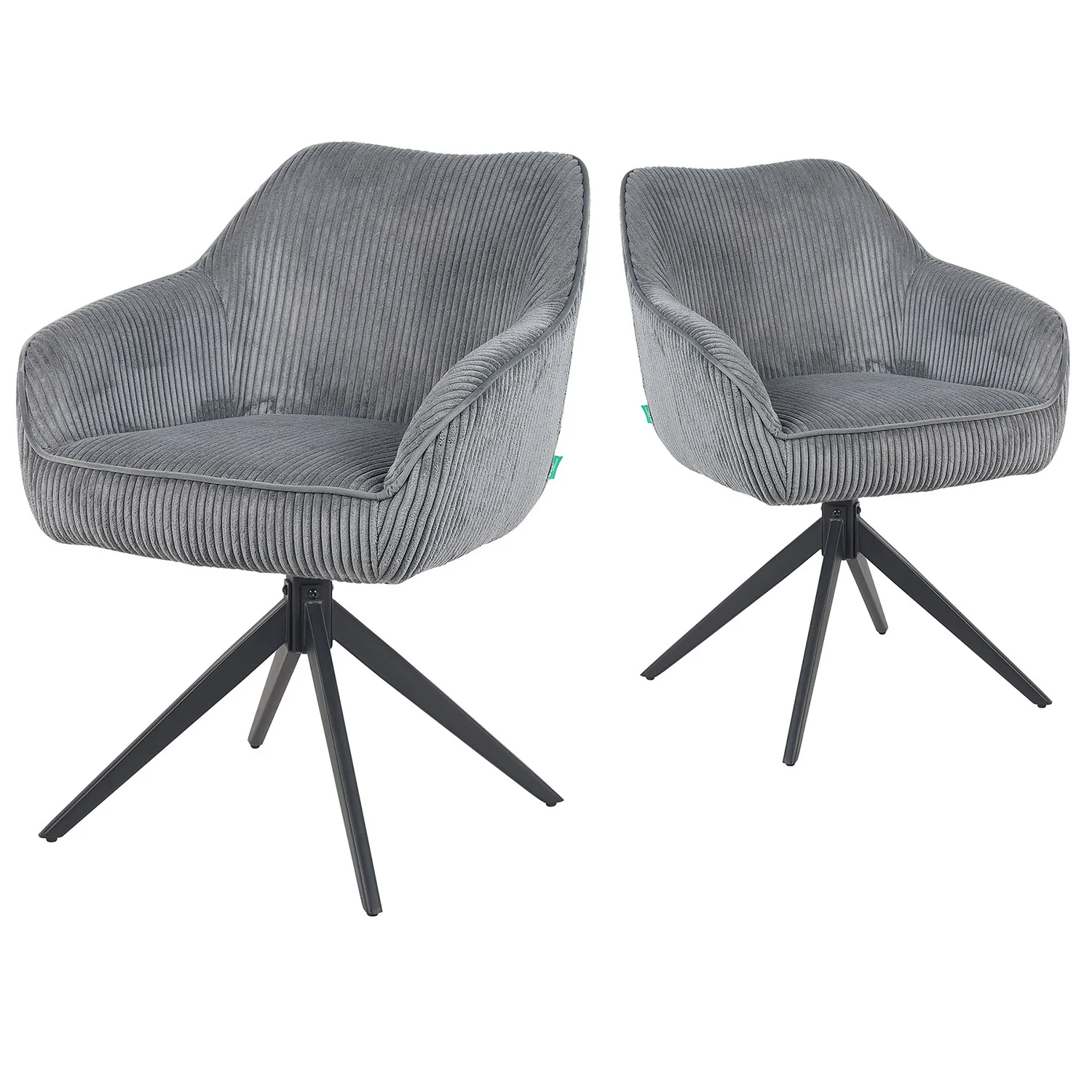 Esszimmerstuhl Mika-Kian 2er-Set 360° drehbar Federkern Metall Matt-Schwarz - Image 33
