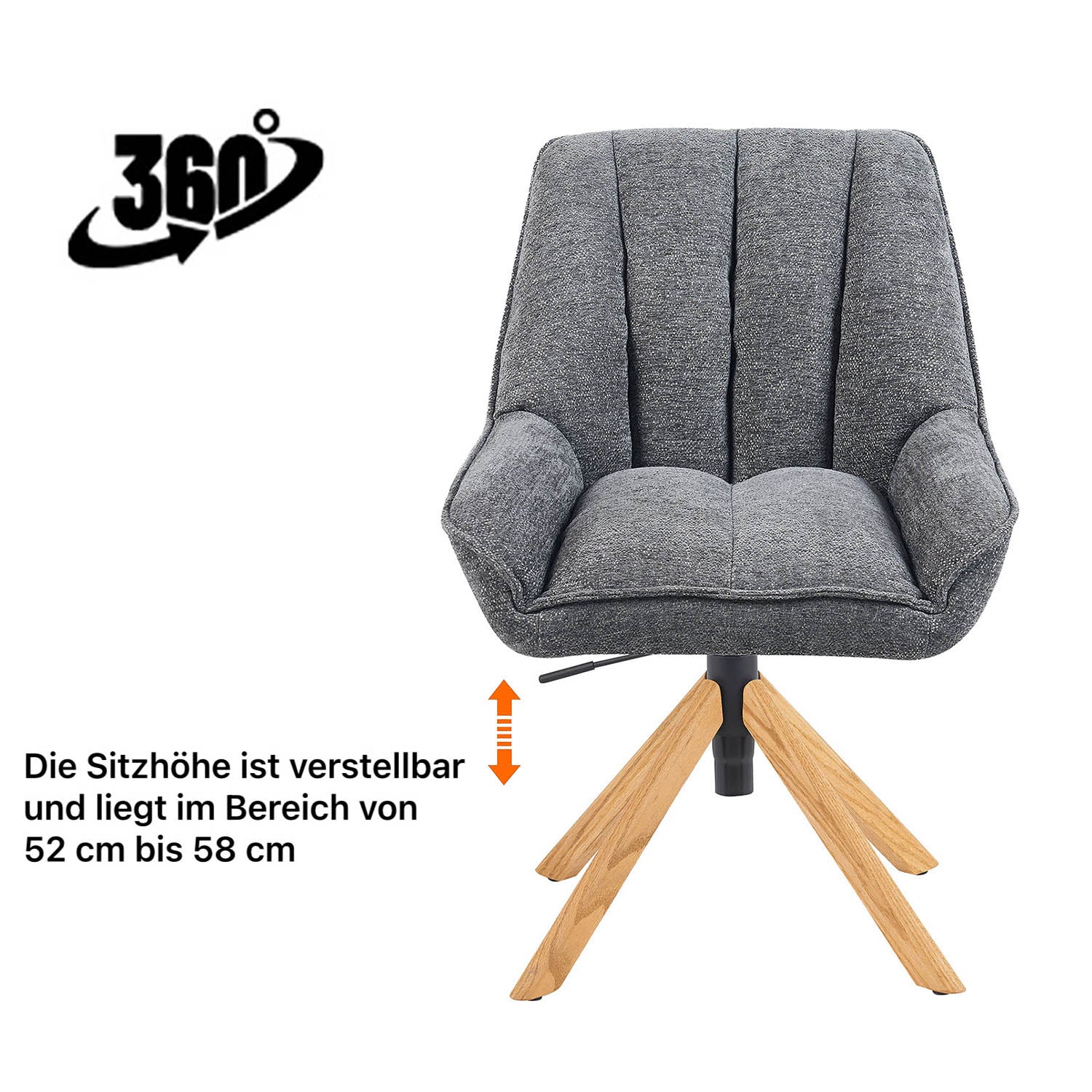 Esszimmerstuhl Mika-Leon 2er-Set | 360° drehbar | Rückstellfunktion | Eiche geölt Natur - Image 23