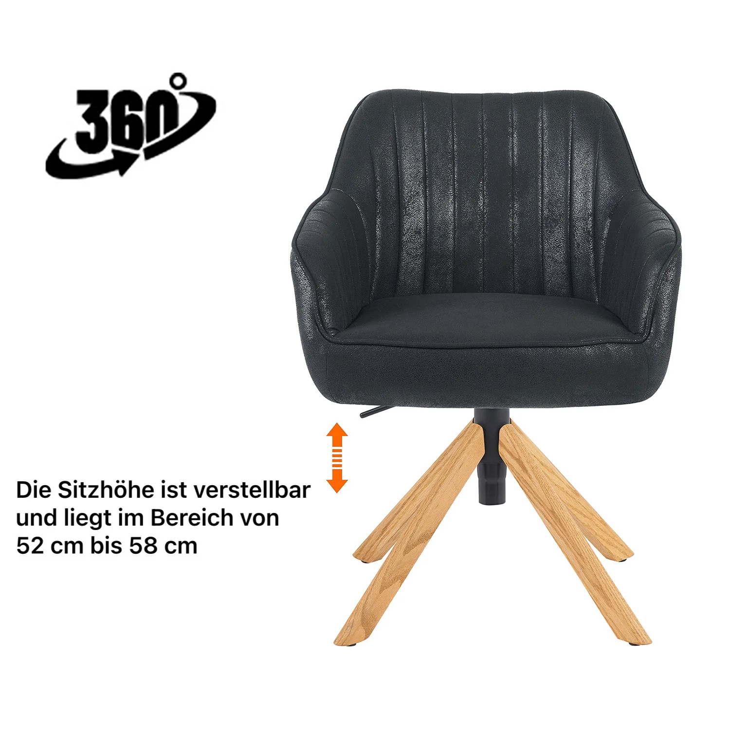 Esszimmerstuhl Mika-Luis 2er-Set 360° drehbar Federkern Eiche geölt - Image 109