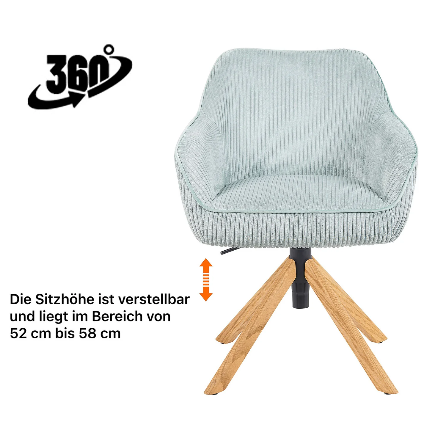 Esszimmerstuhl Mika-Luis 2er-Set 360° drehbar Federkern Eiche geölt - Image 119