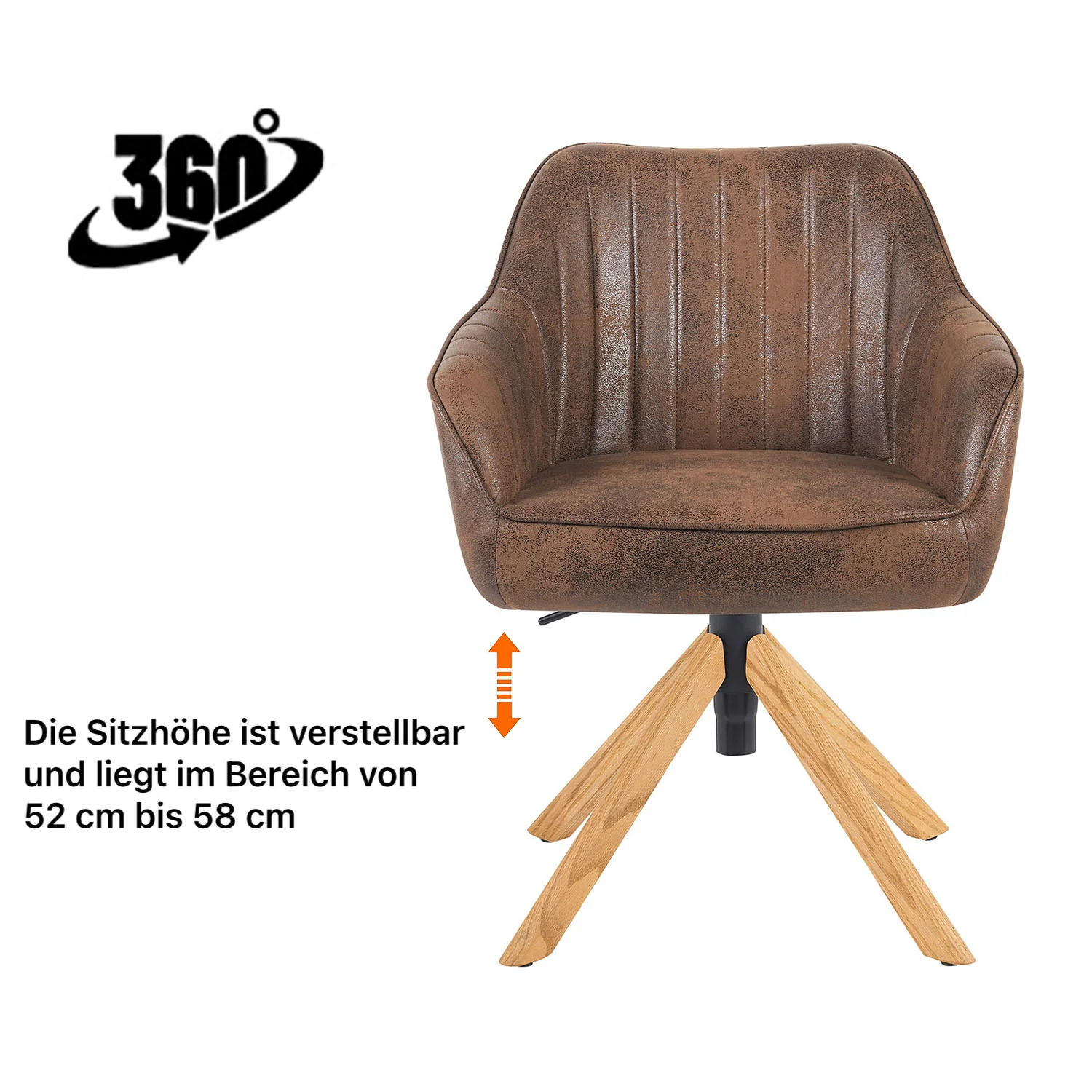 Esszimmerstuhl Mika-Luis 2er-Set 360° drehbar Federkern Eiche geölt - Image 64