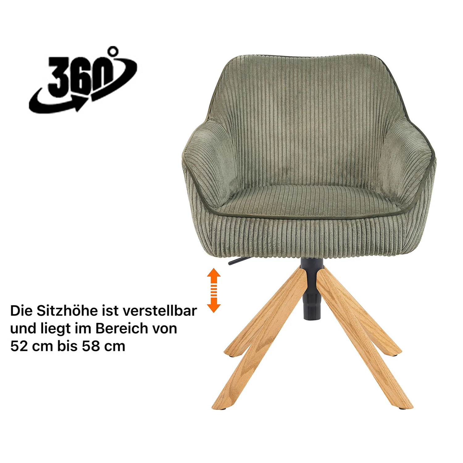 Esszimmerstuhl Mika-Luis 2er-Set 360° drehbar Federkern Eiche geölt - Image 82