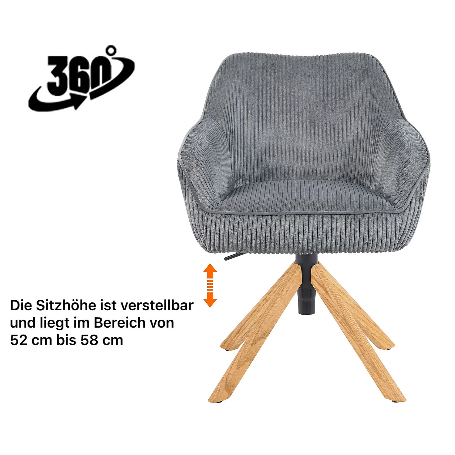 Esszimmerstuhl Mika-Luis 2er-Set 360° drehbar Federkern Eiche geölt - Image 91