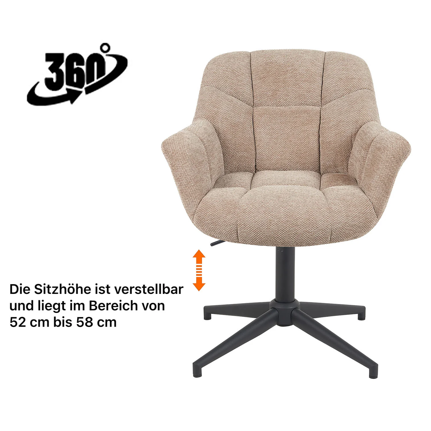 Esszimmerstuhl Mika-Luka 2er-Set | 360° drehbar | Metall pulverbeschichtet Matt Schwarz - Image 45