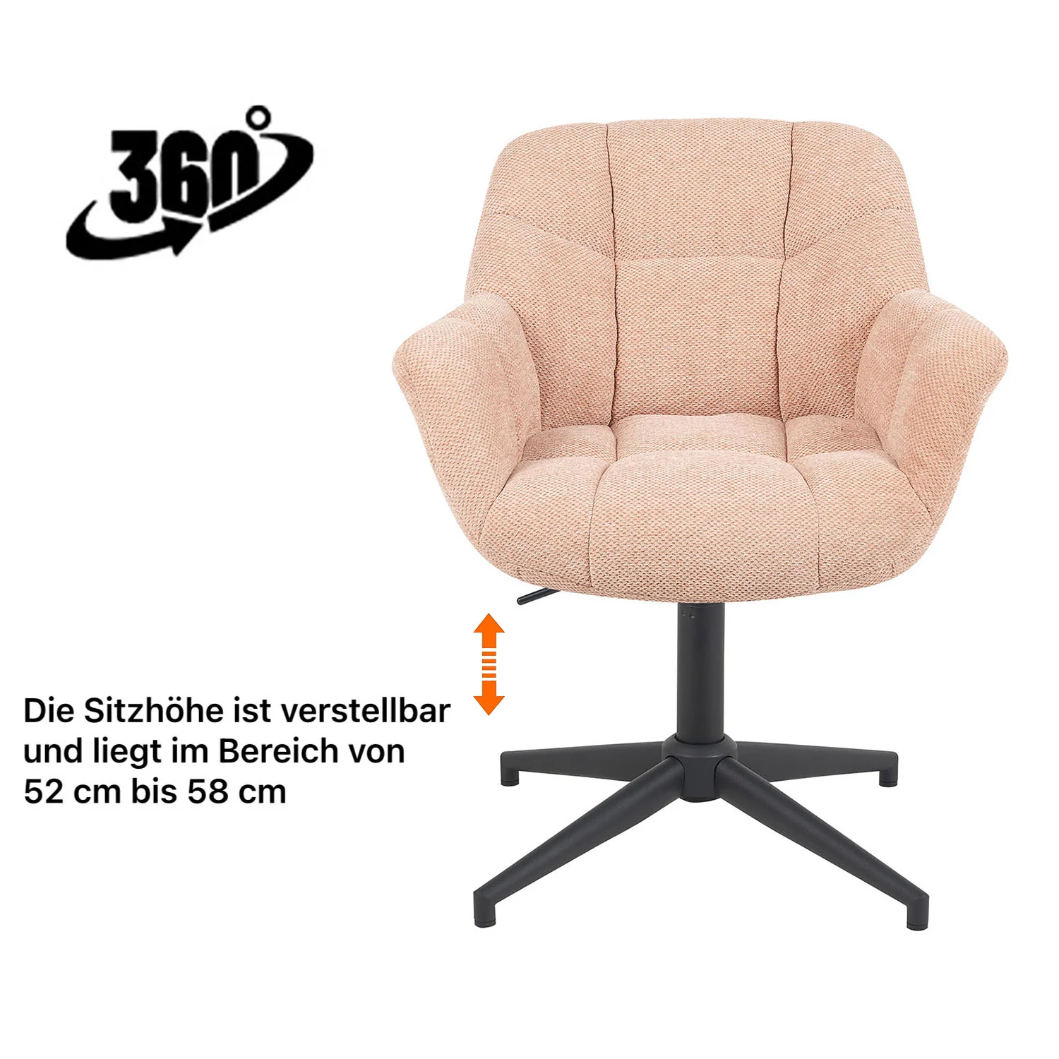 Esszimmerstuhl Mika-Luka 2er-Set | 360° drehbar | Metall pulverbeschichtet Matt Schwarz - Image 55