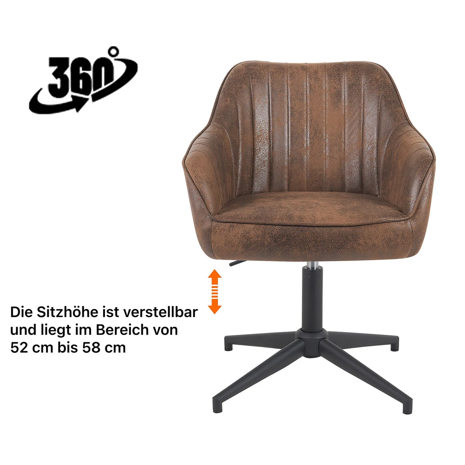 Esszimmerstuhl Mika-Maya 2er-Set 360° drehbar höhenverstellbar Federkern Metall Matt-Schwarz - Image 63