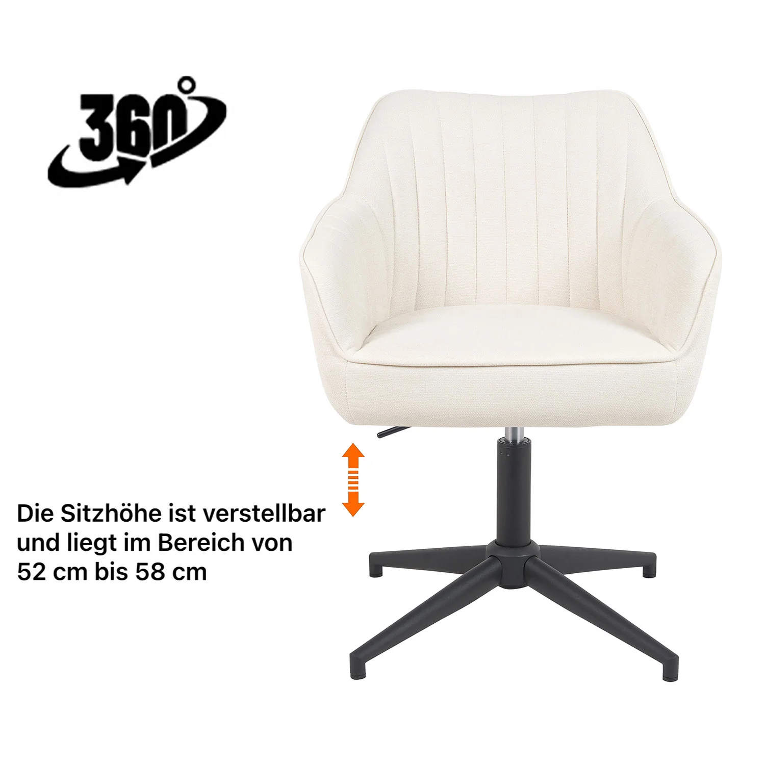 Esszimmerstuhl Mika-Maya 2er-Set 360° drehbar höhenverstellbar Federkern Metall Matt-Schwarz - Image 72