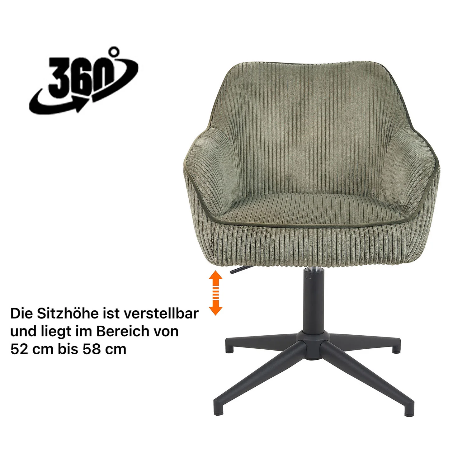 Esszimmerstuhl Mika-Maya 2er-Set 360° drehbar höhenverstellbar Federkern Metall Matt-Schwarz - Image 81