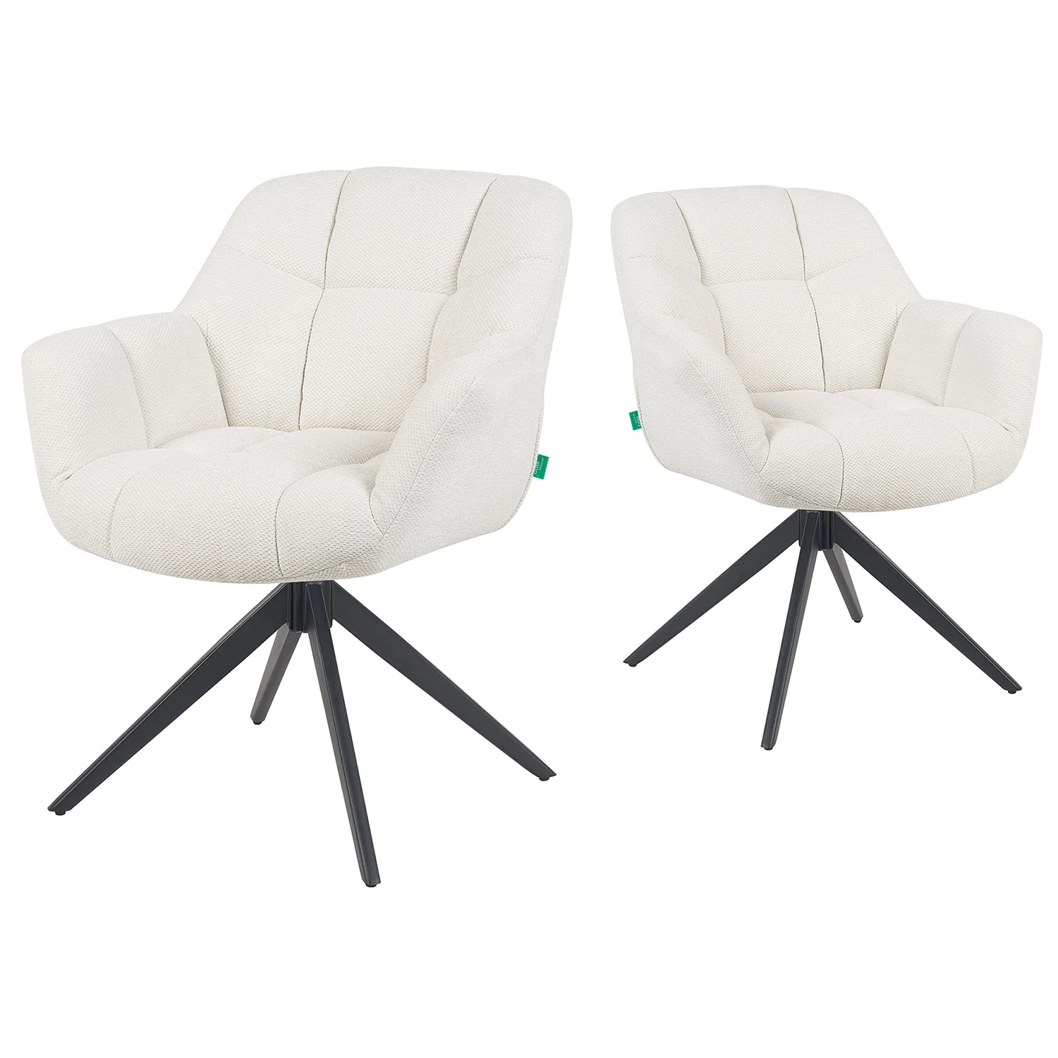 Esszimmerstuhl Mika-Mila 2er-Set | 360° drehbar | Metall pulverbeschichtet Matt-Schwarz