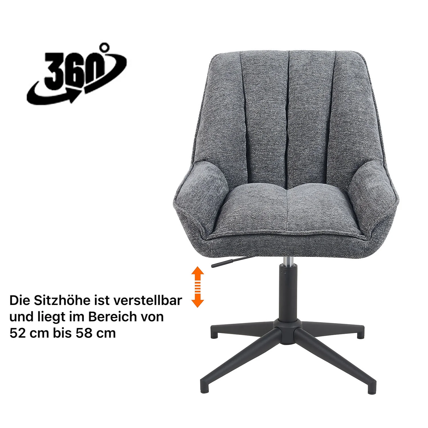 Esszimmerstuhl Mika-Mira 2er-Set | 360° drehbar Metall pulverbeschichtet Matt Schwarz - Image 23