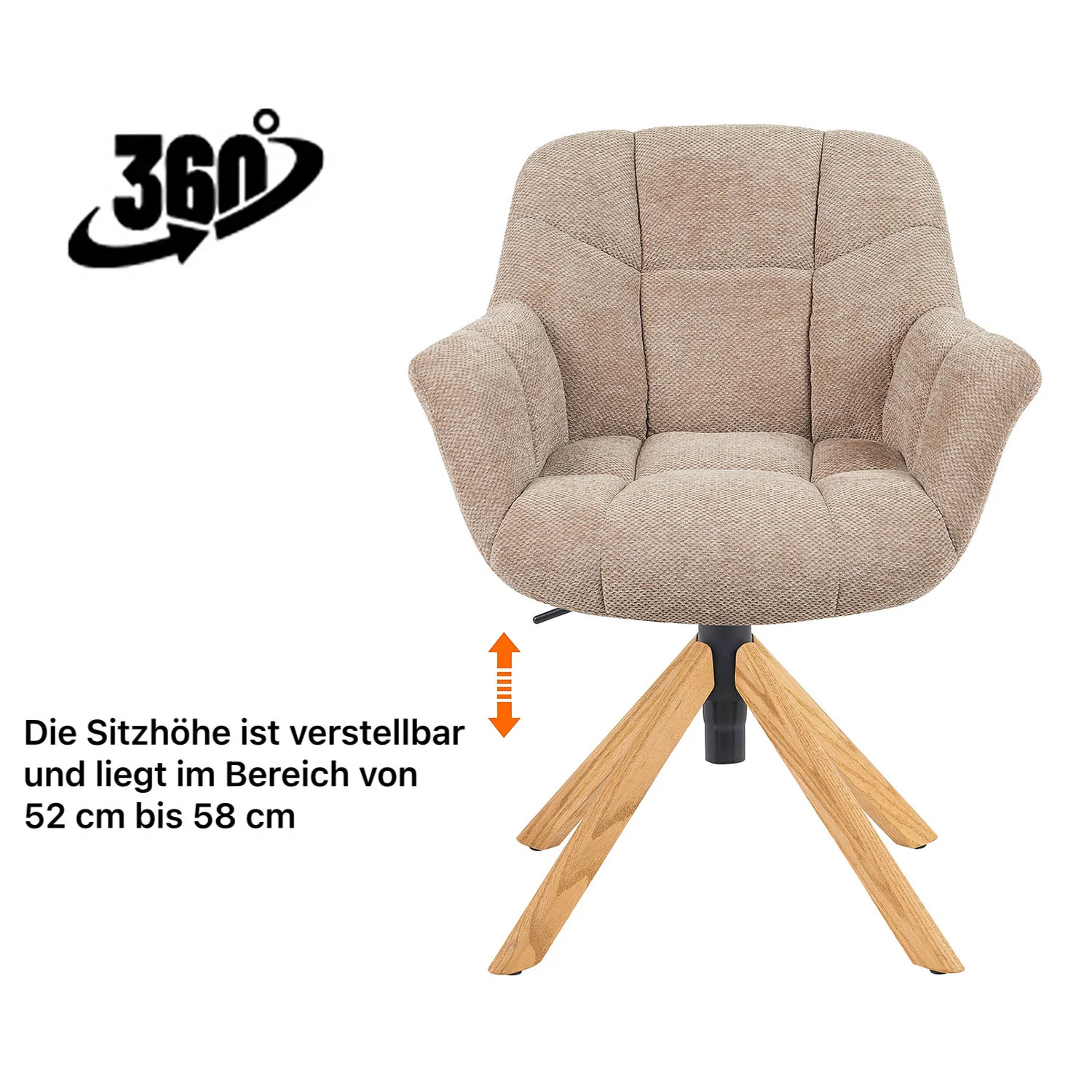 Esszimmerstuhl Mika-Nea 2er-Set | 360° drehbar | Rückstellfunktion | Eiche geölt Natur - Image 46