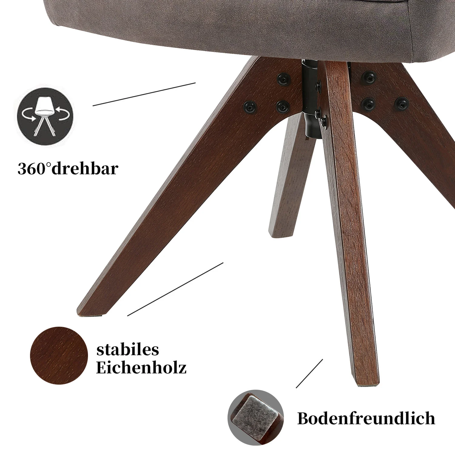 Esszimmerstuhl Mika-Noah 2er-Set -360° drehbar,Eiche geölt Natur - Image 68