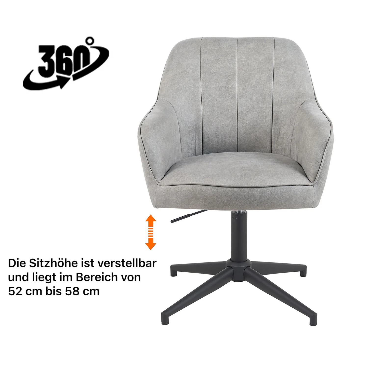 Esszimmerstuhl Mika-Piet, Braun, Gestell 360° drehbar, höhenverstellbar, Metall pulverbeschichtet Matt-Schwarz - Image 31