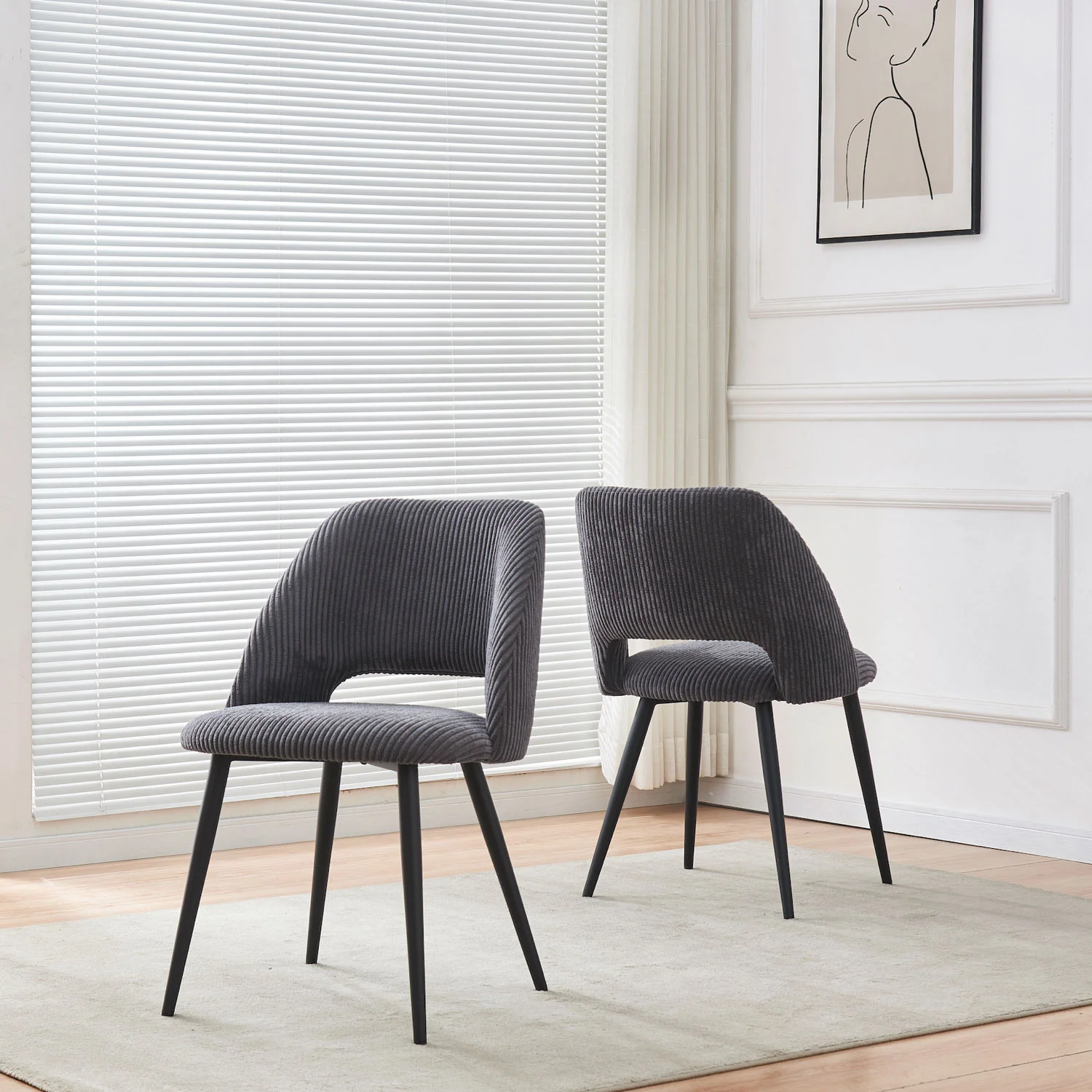 Esszimmerstühle 2er Set VICKY – Polsterstuhl aus Cordstoff oder Samtstoff mit Metallgestell - Image 10
