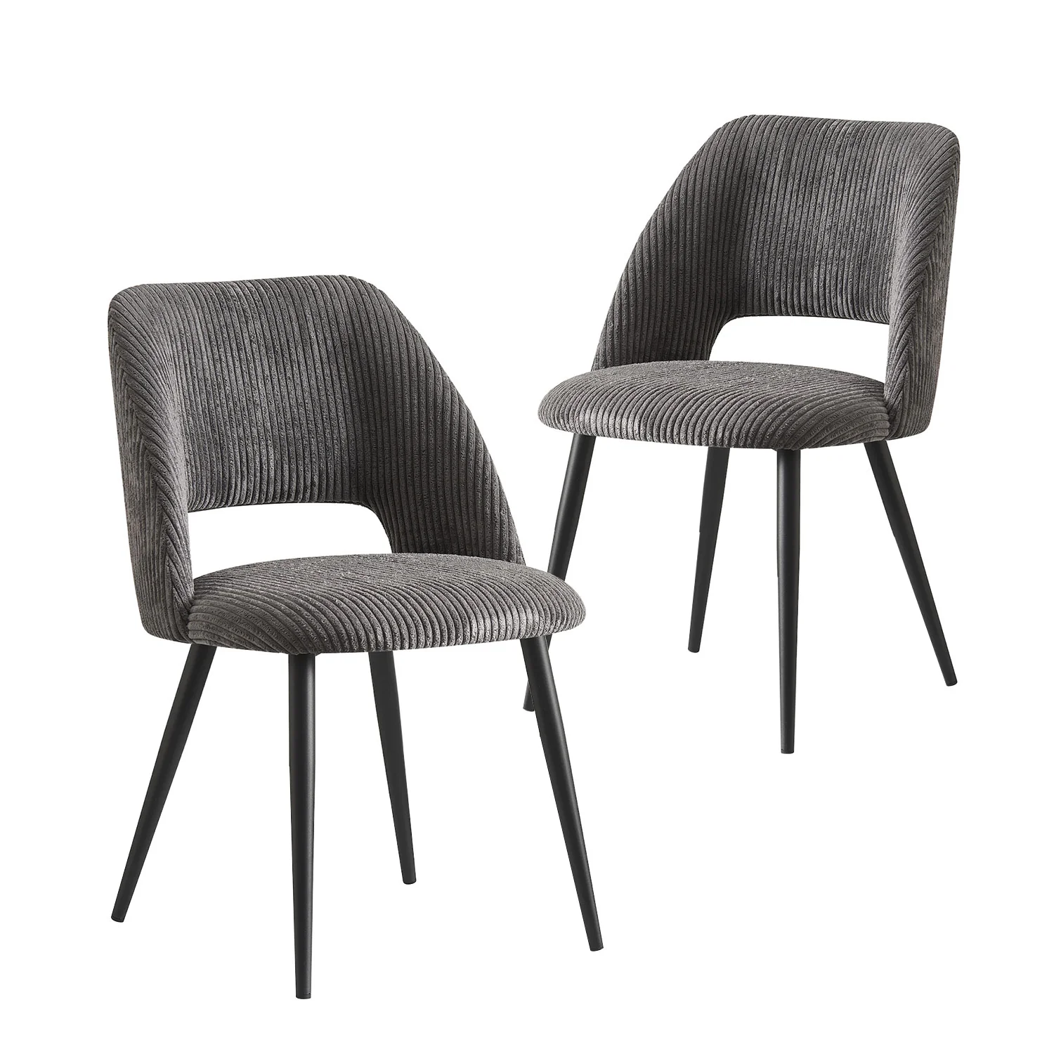 Esszimmerstühle 2er Set VICKY – Polsterstuhl aus Cordstoff oder Samtstoff mit Metallgestell - Image 9