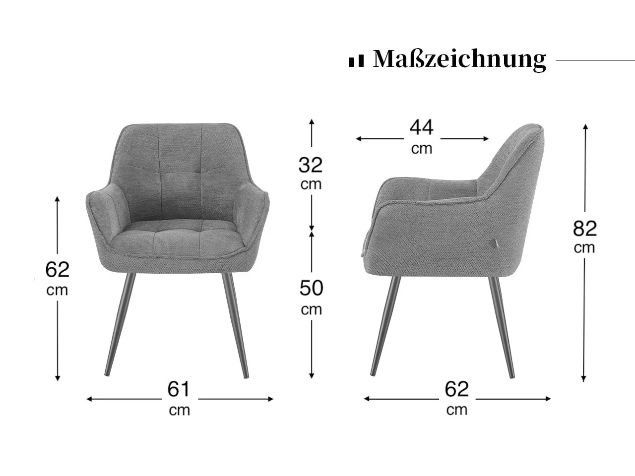 Esszimmerstühle THOMAS-JILL 2er Set - zeitloser Polsterstuhl mit Metallbeinen - Image 9