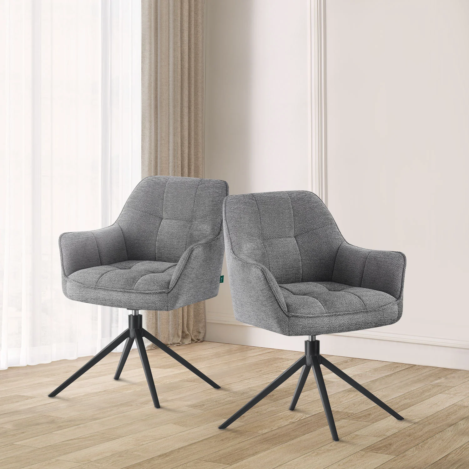 Esszimmerstühle THOMAS-MIRA 2er Set - 360° drehbar mit Rückholfunktion - Image 8